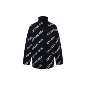 Pulover cu guler înalt și logo pe toată suprafața „Black White” 621018T15674177