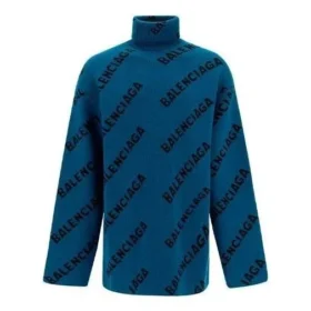 Pulover cu guler înalt și logo pe toată suprafața „Petrol Blue” 657402T15672470