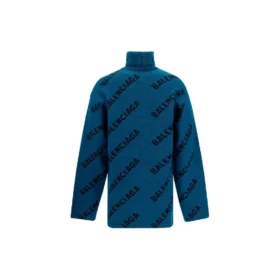 Pulover cu guler înalt și logo pe toată suprafața „Petrol Blue” 657402T15672470