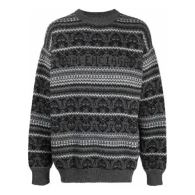 Pulover cu guler rotund Fair Isle „Grey” 675280T16121240