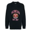 Pulover cu guler rotund și logo „College” Est. 1917 „Negru” 675267T32178065