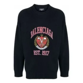 Pulover cu guler rotund și logo „College”, fondat în 1917, „Negru” 675267T32171000