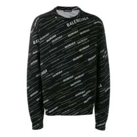 Pulover cu guler rotund și logo jacquard „Negru” 555381T15241070