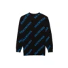 Pulover cu guler rotund și logo pe toată suprafața „Black Blue” 625970T31781165