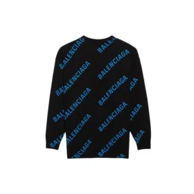 Pulover cu guler rotund și logo pe toată suprafața „Black Blue” 625970T31781165