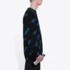 Pulover cu guler rotund și logo pe toată suprafața „Black Blue” 625970T31781165