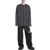 Pulover cu guler rotund și logo pe toată suprafața „Negru Alb” 702952T32331070