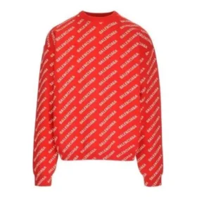 Pulover cu guler rotund și logo pe toată suprafața „Red White” 702952T32336090