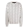 Pulover cu guler rotund și logo pe toată suprafața „White Black” 702952T32339054
