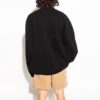 Pulover cu guler rotund și logo Sporty B Crest „Negru” 671125TLV60-1000