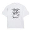 Pulover cu guler rotund și mânecă scurtă pentru bărbați Balenciaga cu imprimeu cu text, alb 641614TJVI39040