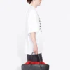 Pulover cu guler rotund și mânecă scurtă pentru bărbați Balenciaga cu imprimeu cu text, alb 641614TJVI39040