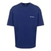 Pulover cu guler rotund și mânecă scurtă pentru bărbați Balenciaga FW21 cu logo, albastru 612966TIVG53967