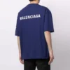 Pulover cu guler rotund și mânecă scurtă pentru bărbați Balenciaga FW21 cu logo, albastru 612966TIVG53967