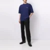 Pulover cu guler rotund și mânecă scurtă pentru bărbați Balenciaga FW21 cu logo, albastru 612966TIVG53967