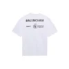 Pulover cu guler rotund și mâneci scurte pentru bărbați Balenciaga x WFP, prima generație, cu imprimeu crossover și logo, gri 612966THV841167