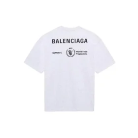 Pulover cu guler rotund și mâneci scurte pentru bărbați Balenciaga x WFP, prima generație, cu imprimeu crossover și logo, gri 612966THV841167 Pulover cu guler rotund și mâneci scurte pentru bărbați Balenciaga x WFP, prima generație, cu imprimeu crossover și logo, gri 612966THV841167