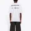 Pulover cu guler rotund și mâneci scurte pentru bărbați Balenciaga x WFP, prima generație, cu imprimeu crossover și logo, gri 612966THV841167