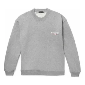 Pulover cu guler rotund pentru bărbați Balenciaga cu model alfabetic Micro Mark, gri 556147TBV141300