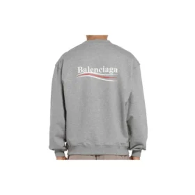 Pulover cu guler rotund pentru bărbați Balenciaga cu model alfabetic Micro Mark, gri 556147TBV141300