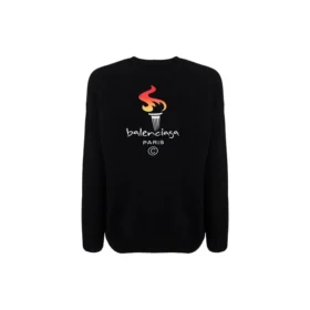 Pulover cu guler rotund pentru Jocurile Olimpice de la Paris „Negru” 621032T41041070