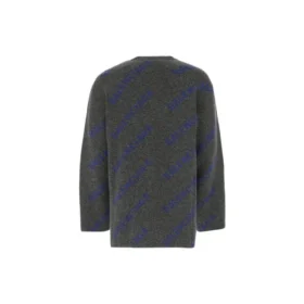 Pulover cu logo din tricot intarsiat „Gri închis” 623283T15671035