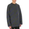 Pulover cu logo din tricot intarsiat „Gri închis” 623283T15671035