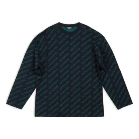 Pulover cu logo pe toată suprafața „Albastru închis-verde” 736247T32334301