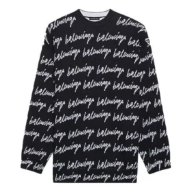 Pulover cu logo pe toată suprafața „Black” 625984T31841070