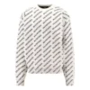 Pulover cu logo pe toată suprafața „White Black” 736247T32339054