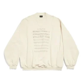 Pulover cu logo SS24 și partitură „Beige” 699212TMVO69069