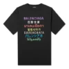 Pulover cu mânecă scurtă și imprimeu multilingv pentru bărbați, negru 612966TJVI32771