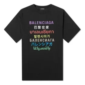 Pulover cu mânecă scurtă și imprimeu multilingv pentru bărbați, negru 612966TJVI32771 Pulover cu mânecă scurtă și imprimeu multilingv pentru bărbați, negru 612966TJVI32771