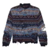 Pulover din amestec de lână cu model Fair Isle distrus „Albastru” 662518T16028088