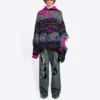 Pulover din amestec de lână cu model Fair Isle distrus „Albastru” 662518T16028088