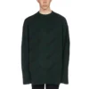 Pulover din lână cu guler rotund și logo pe toată suprafața „Dark Green” 657400T15673050