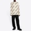 Pulover din lână cu guler rotund și logo pe toată suprafața „White” 657401T32009054