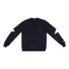 Pulover din tricot cu guler în V și efect distrus „Navy” 696091T16420414