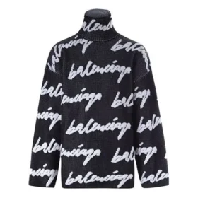 Pulover din tricot cu guler înalt și logo Scribble „Negru” 625927T31801070 Pulover din tricot cu guler înalt și logo Scribble „Negru” 625927T31801070
