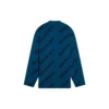 Pulover din tricot de lână cu guler rotund și logo pe toată suprafața „Petrol Blue” 657400T15672470