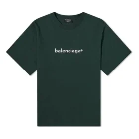 Pulover pentru bărbați Balenciaga cu imprimeu „Alphabet”, guler rotund și mâneci scurte, verde 612966TIV543011