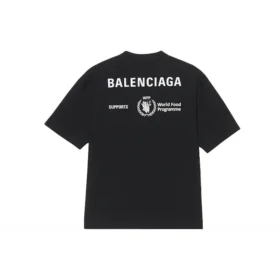Pulover pentru bărbați Balenciaga x WFP, prima generație, cu imprimeu crossover, logo, guler rotund și mâneci scurte, negru 612966THV841000