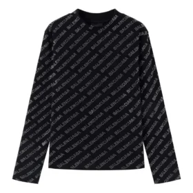 Pulover scurt cu imprimeu integral „Negru” 730402TNVQ91073