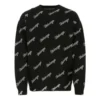 Pulover tricotat cu logo script pe toată suprafața „Negru” 646493T41121070