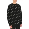 Pulover tricotat cu logo script pe toată suprafața „Negru” 646493T41121070