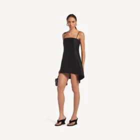Rochie babydoll cu bretele pentru femei, de culoare neagră