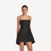 Rochie babydoll cu bretele pentru femei, de culoare neagră