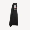 Rochie lungă drapată „The Door” pentru femei, în culoarea neagră