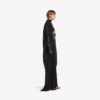 Rochie lungă drapată „The Door” pentru femei, în culoarea neagră