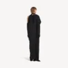 Rochie lungă drapată „The Door” pentru femei, în culoarea neagră